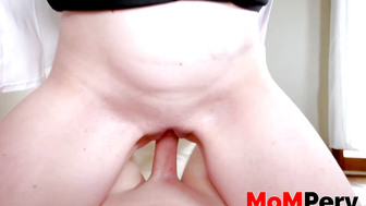 Busty blonde MILF Katie Monroe POV riding stepsons huge cock