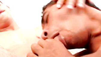 Gay Latino twinks sucking each other in hardcore threesome