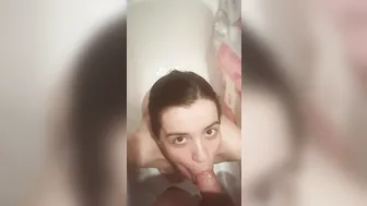 Deep Suck porn video – Sloppy deeptroat suck my hubbys friend penis inside shower