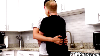 FTMPussy.com - Unshaved ftm Stevie Trixx pussy pounded in the Kitchen