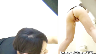 Exquisite Japanese Maiden Caught in Compromising Situation at Public Restroom