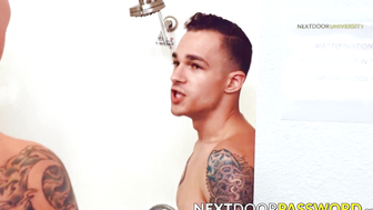 Hunk Dakota Payne cums on the sexy round ass of Jayden Marcos after fucking it hard