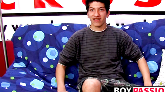 Interviewed porn video – Interviewed young twink jerks off his big dick and cums