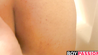Cute twink Rad showers and stuffs dildo in tight ass solo