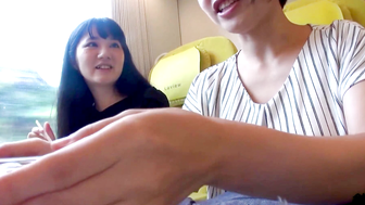 Busty JAV studio female employee and bicurious amateur