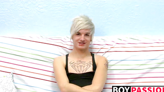 Tattooed smooth teen Austin moans during hot masturbation