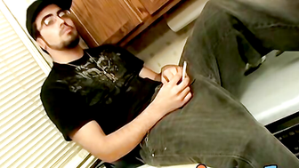Straight jock jerks off until sticky surprise comes out