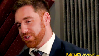Businessman receives a wet blowjob before fucking his man