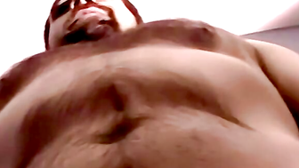 Straight bear boy unloading the cum from his balls
