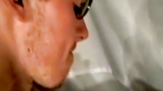 Nerdy amateur young men stuffing his huge cock in sex doll