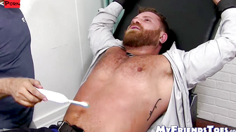 Tied up muscular amateur tickle tormented by mature master