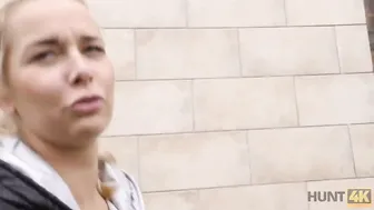 HUNT4K. Blonde has sex with rich hunter who also helps