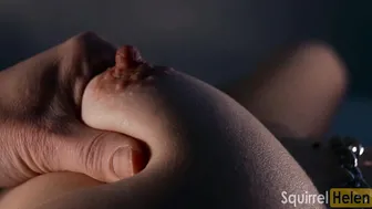 Old Nymph inside FETISH Attributes Jerks off and Plays with Natural Boobs