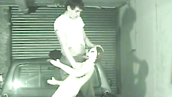 Naughty young gay stuffing his dick in sex doll on the car