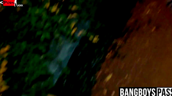 Handsome jock outdoor bareback fucked and doused in jizz