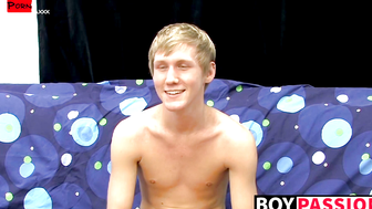 Skinny teenager Hayden jerks off while moaning from pleasure