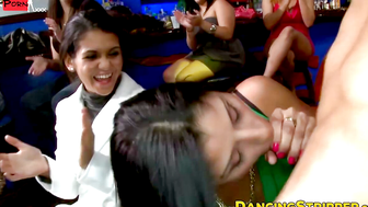 Stripper Party porn video – Amateur pretty babes take turns sucking strippers dick