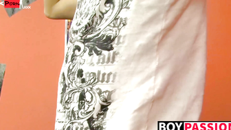 Horny teen Seth stretches his tight ass with big dildo solo
