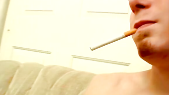 Cute skater Billy Da Kidd smokes multiple cigs while stroking his big cockÂ 