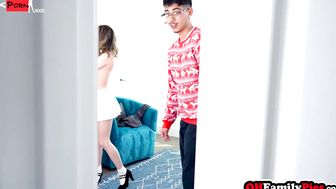 Holiday surprise for petite stepsister