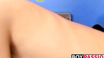 Cute young gay Nathan Stratus seduced and doggystyle banged