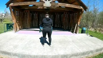 Cougar View Through Spandex Outside Butt Workout