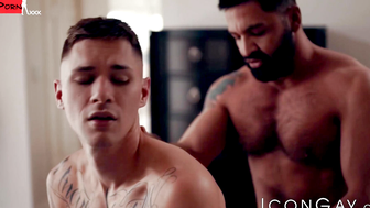 Inked Zak Bishop fed hot jizz after hardcore ass pounding