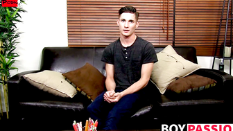 Big booty twink interviewed before masturbating harshly