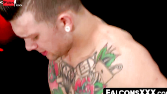 FalconsXXX.com - Beautiful hunk with a big dick hammers a dude's ass in a wild ride