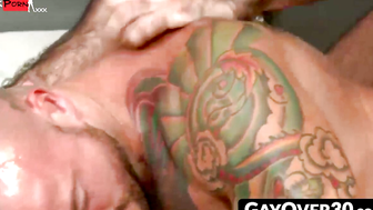GayOver30.com - Three throbbing cocks take turns fucking and sucking each other