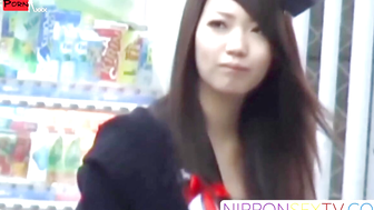 Japanese school girls caught in steamy threesome orgy