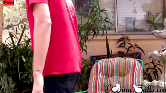 Josh drops his black boxer briefs to show off his impressive dick and hairy crotch