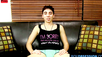 BoyObsession.com - Clayton's cute interview and solo cock stroking scene with toy fun