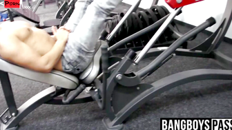 Young muscular blond gay barebacked after working out