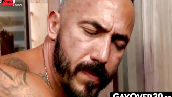GayOver30.com - Darin pushes Alessio up against the wall for a hardcore anal fuck