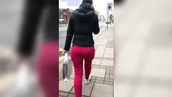 Ripened butt cheek Euro inna red sexy spandex