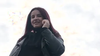 Nicely shaped butt Albanian readhead into tight jeans