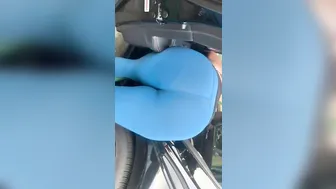 Long Fat Booty into Blue Pants at the Vehicle Wash