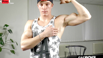 Handsome twink Larry McCormick flex his abs