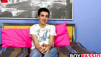 Skinny Conner Bradley interviewed before solo cumshot
