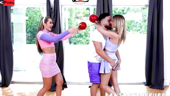 My stepsister Mackenzie Mace and her best friend Anya Olsen are happy to see my erect