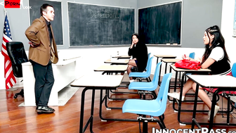 Sneaky teacher Donnie Rock fucks his hot asian student Jade Luv and Phoebe Kalib