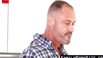 FamilyPornSite.com - Older daddy's deep throat fucking lesson with stepson