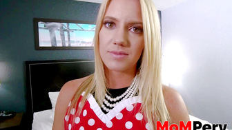 Blonde stepmom Candice Dare creampied after doggystyle sex