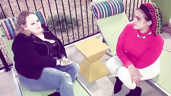 Lusty Lesbo business partners exchange ideas into the bed