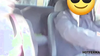 Sexsual blonde fucking with the driver on the busy street