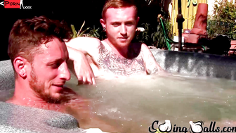 Big dicked Corey Gunz and Dom Ty jack off their dicks while in jacuzzi