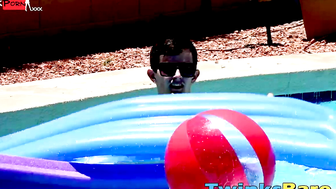 Backyard porn video – Twinks fool around in the pool before bareback orgy