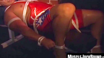 MuscleJockBound.com - Hunk in uniform's futile attempts at freedom during intense BDS