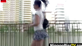 NipponPissTV.com - Japanese minx with hairy pussy pissing in hallway